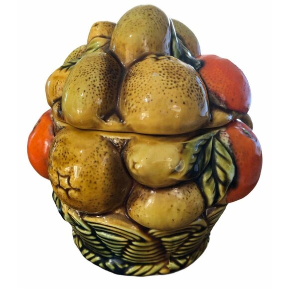 Inarco Japan E3354 Orange Spice Fruit Basket Cookie Jar Canister Oranges Lemons - Picture 10 of 11